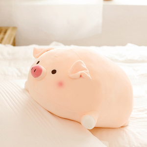 日本小猪抱枕粉色趴趴猪公仔超软萌毛绒玩具床上睡觉枕头男女朋友