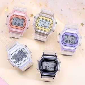 新款ins风韩版透明表带精致电子手表学生款运动款学生电子手表