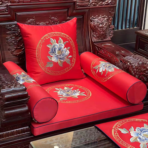 红木沙发刺绣坐垫中式家具椰棕座垫实木圈椅垫子云枕靠背垫定做