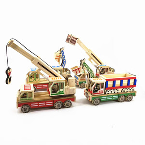 旅游景区木质工艺礼品儿童玩具起重机消防车运输车吊车推土机挖机