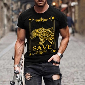 Ebay新款欧美摇滚平板3D数码印花短袖T恤街潮修身运动男款上衣