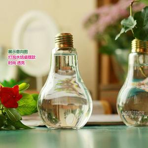 欧式创意玻璃灯泡台面透明玻璃灯泡花瓶水培花器时尚家居玻璃饰品