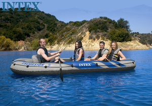 INTEX充气船五人漂流者4人钓鱼船 橡皮划艇充气艇加厚加大