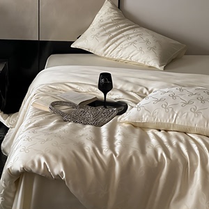 高级感色织60S兰精天丝大提花床上四件套 床单被套1.8m家用床品