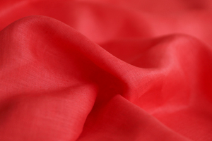 意大利进口薄款迎春花红色细腻亲肤砂洗纯亚麻面料设计师布料