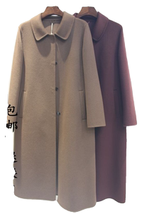 紫澜门Z23YFT7773枣红2023冬装新高端女装双面羊绒大衣中长款外套