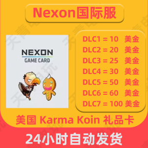 美国Nexon国际服POE/DFO冒险岛Karma Koin点卡KK 10 50 100美卡