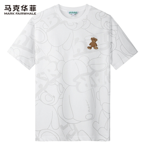 【满印提花】马克华菲纯棉短袖T恤男2024夏季新款小熊刺绣上衣
