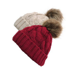 帽子女冬韩版加厚毛线帽带毛球帽子潮保暖百搭针织帽套头帽护耳帽