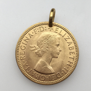 金色英国半便士硬币吊坠挂件手工原创设计古饰品金币钱币小众项链