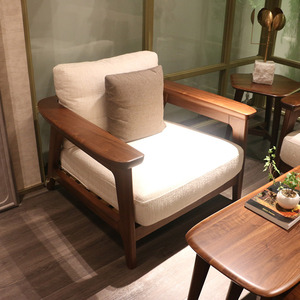 赖氏家具大众实木家具家用的实木环保单人位沙发实木沙发新中式