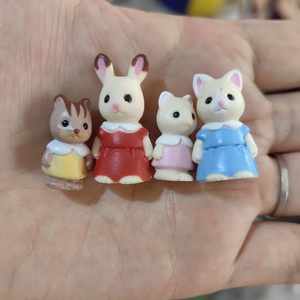 正版散货森林动物可爱兔子家族迷你模型公仔 过家家玩偶森林动物