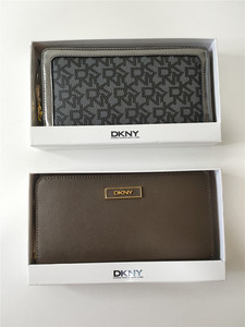 毛毛虫美国直购 DKNY/唐可娜儿礼盒装长款拉链女士钱包现货
