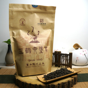广西黑茶梧州茶厂2014年陈三鹤二级六堡茶250克自封袋装散装