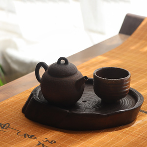 碳化木干泡茶盘台壶承小茶几托盘底座垫子垫片茶桌复古日式侘寂风