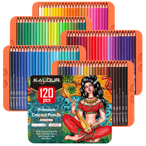 彩笔填色彩铅笔 涂色笔专业考试绘画120色油性彩色铅笔绘图铁盒装
