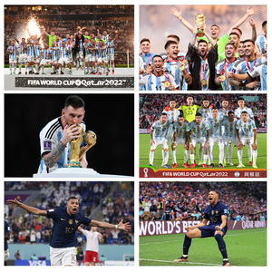 2022世界杯决赛阿根廷梅西夺冠军海报迪玛利亚姆巴佩图片装饰贴画