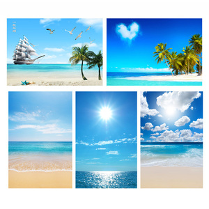 马尔代夫风景贴纸蓝天白云大海南岛海边景沙滩图片客厅装饰海报画