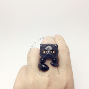 merryme 黑黝黝大脸猫波斯猫铃铛三件套戒指四件套戒指