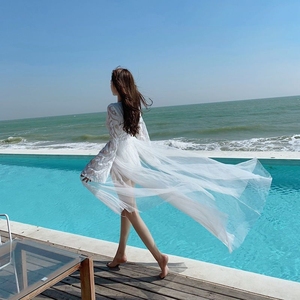 泳衣女蕾丝性感长裙沙滩裙旅游拍照白色长裙海边度假超仙连衣裙