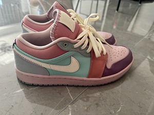 Air Jordan 1 AJ1耐克女鞋粉紫鸳鸯炫彩色拼接低