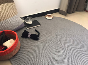 可定制全棉手工编织加厚圆形儿童房卧室客厅地毯地垫块毯