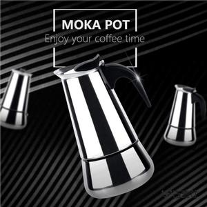 网红加厚不锈钢摩卡咖啡壶咖啡摩卡壶配白色小电加热炉可选家用