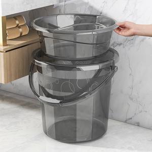 透明塑料桶洗澡水桶家用加厚储水手提桶户外洗车桶多用途圆桶大号