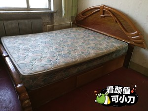 双人床加穗宝牌正品床垫，1米5 x 2米，高箱储物，大抽屉。