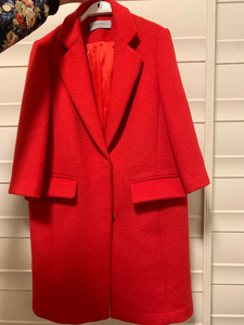 正红色毛呢大衣 S码 建议110斤以内 品牌桑卡 购于实体店