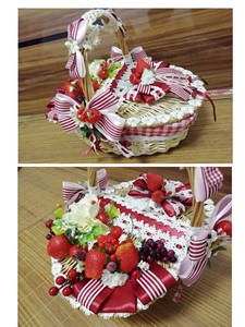 手作野餐篮子藤箱~lolita篮子，草莓篮