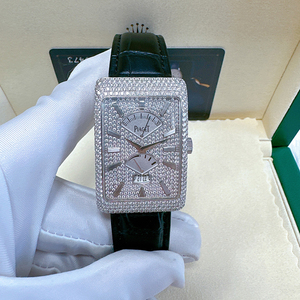 一口价98新伯爵18K白金满天星黑带系列后镶钻机械腕表男士手表