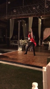 巴厘岛婚礼晚宴红色修身露背露腰开叉晚礼服连衣裙拉丁舞舞蹈服装