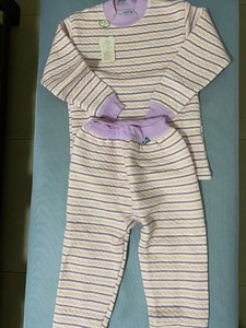 儿童衣长80 全棉 紫色条纹保暖内衣内裤 男宝宝女女包包都适