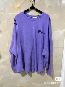 韩国代购yolo背后小木马字母小破洞紫色长袖T恤均码宽松时尚