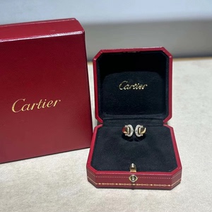 Cartier卡地亚 c de 天使之吻黄金半钻戒指，52号