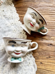 90年代 百利甜酒 古董娃娃 陶瓷 咖啡对杯