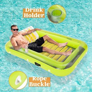 亚马逊新款充气水床水上双人浮床户外游泳池沙滩躺椅可折叠浮排