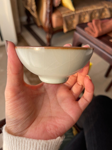 天予窑 石桥窑刘钦莹 早期铁胎汝釉茶碗 玄风同款器型釉水 全