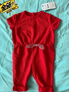 全新ZARA婴儿连体裤爬服红色80。非常好看的连体裤啊！9-