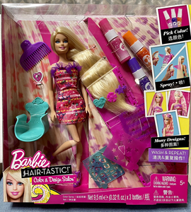 生日礼物【全新正版＆绝版】芭比创意美发套装，娃娃膝盖关节体，