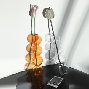 现代创意简约小花瓶摆件彩色玻璃几何透明客厅插花餐桌花瓶装饰品
