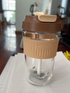 玻璃水杯女夏季带吸管简约便携可爱大容量泡茶咖啡杯子，米哈游。