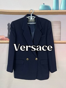 H150 中古孤品Versace/范思哲女西装藏蓝色双排扣款