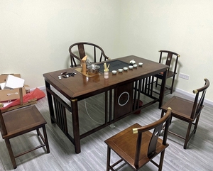 半价出手，实木茶桌椅组合一桌五椅家用茶台办公室茶几套装一体新