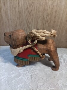 #桌面摆件 日本 中古 昭和时期风格 木雕福犬，土佐犬，福狗