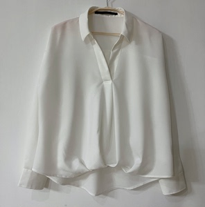 全新出口日本KBF衬衫雪纺衬衫白衬衫V领白衬衫简约通勤衬衫