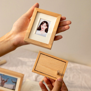 三寸四寸六寸6正方形榉木小巧文艺迷你结婚照洗照片做成相框摆台
