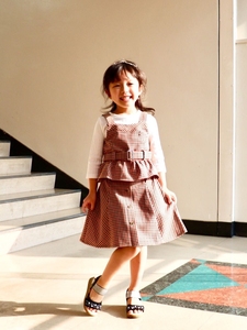 k组曲日本女童爸爸背心吊带半裙格子套装可分开单独搭配