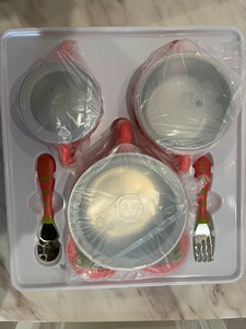 aag儿童餐具，注水保温碗、沙拉碗、水杯、勺子和叉子，5件套